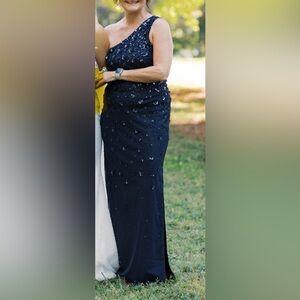 Adrianna Papell Navy Embellished Pencil Skirt